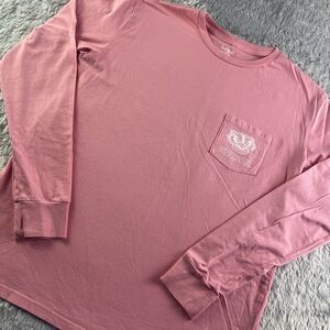 Wisconsin Badgers Shirt Mens Large Pink White Bucky UW Long Sleeve Pocket Tee